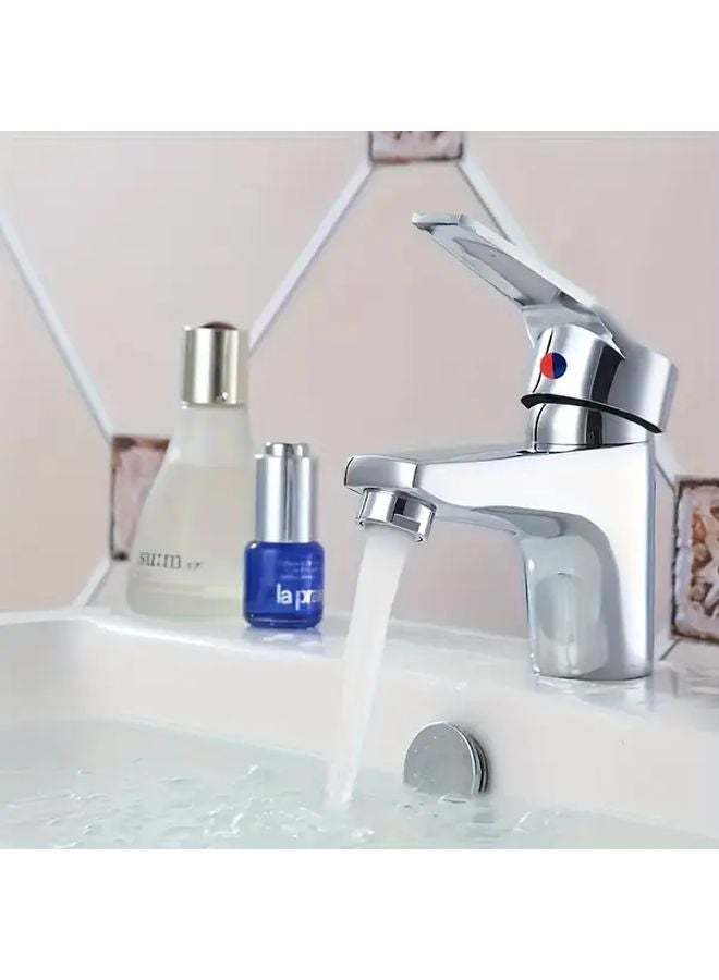 Modern Single Handle Chrome Faucet With Brushed Coating Ceramic Valve Core Hot And Cold Water Mixer - Image 1