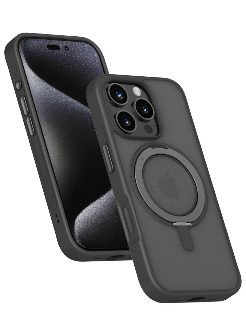 Momax غطاء حالة رولر مغناطيسي لجهاز آيفون 16 برو ماكس مع قاعدة قابلة للدوران 360 - أسود - Image 2