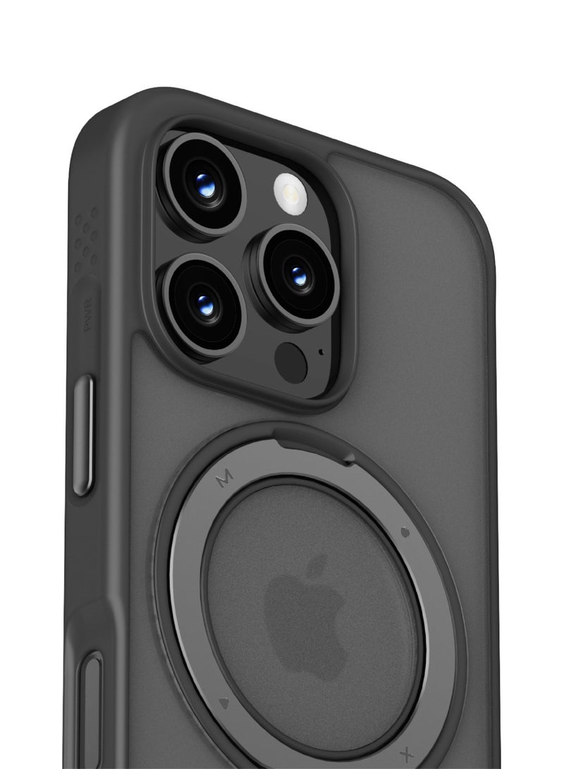 Momax غطاء حالة رولر مغناطيسي لجهاز آيفون 16 برو ماكس مع قاعدة قابلة للدوران 360 - أسود - Image 4