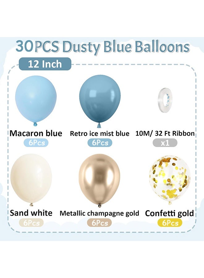 GD 50 Pcs Metallic Blue Balloon Garland Kit with Confetti - Blue-Gold Series Retro Balloons Bouquet - Gold Confetti Balloons with Party Decorations for Birthday Wedding Anniversary Graduation - Image 2