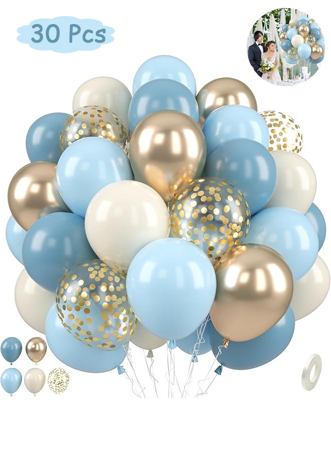 GD 50 Pcs Metallic Blue Balloon Garland Kit with Confetti - Blue-Gold Series Retro Balloons Bouquet - Gold Confetti Balloons with Party Decorations for Birthday Wedding Anniversary Graduation - Image 1
