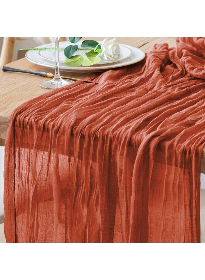 TAYRAN Tulle tablecloth, cotton tulle tablecloth, bohemian style decorative tablecloth, table centerpiece, 90x400 cm, suitable for wedding, baby shower, tea party and other tulle table decoration - Image 1