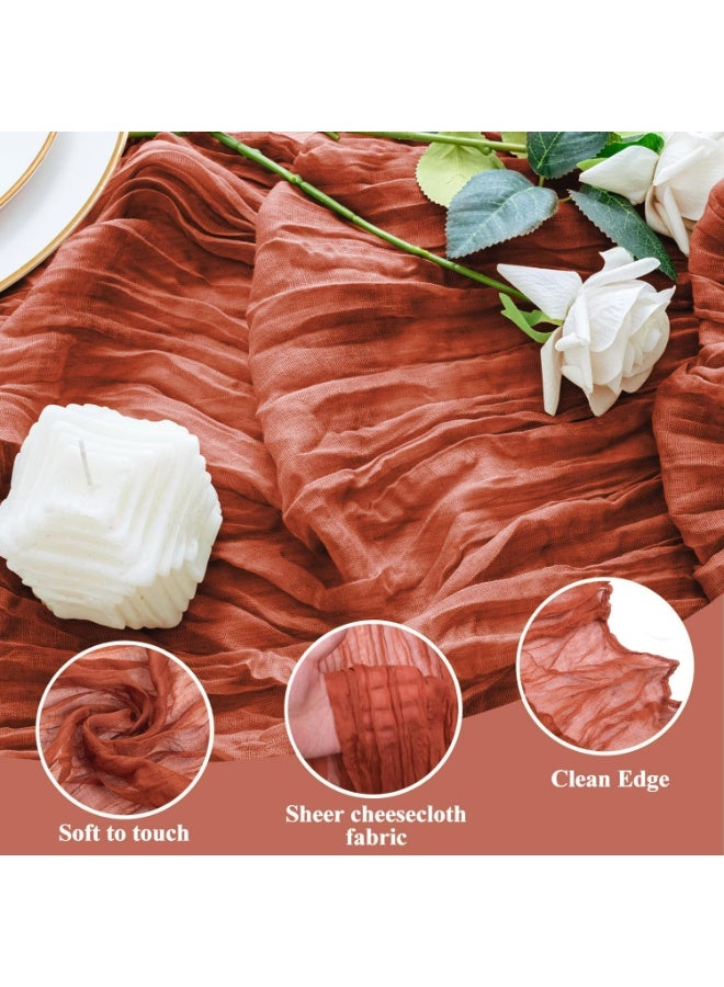 TAYRAN Tulle tablecloth, cotton tulle tablecloth, bohemian style decorative tablecloth, table centerpiece, 90x400 cm, suitable for wedding, baby shower, tea party and other tulle table decoration - Image 3