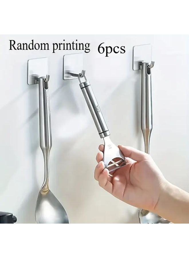 6pcs Heavy Duty Stainless Steel Hooks No Drill Adhesive Mounting Space Saving Kitchen Home Organization - Image 1