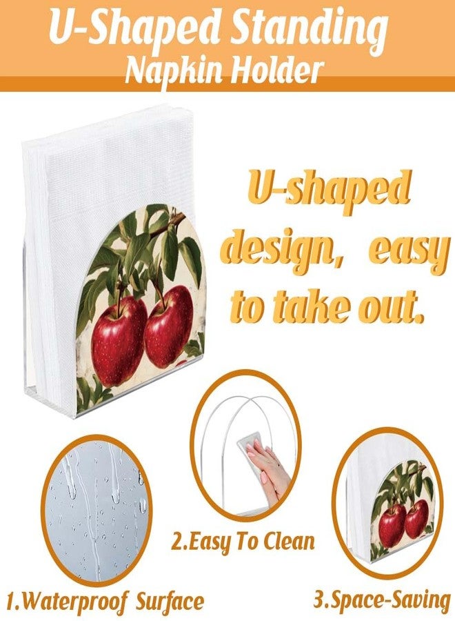 SUPERDANT Retro Apple Napkin Holder for Tables Acrylic Tissue Holder Tissue Dispenser for Kitchen Acrylic Serviette Holders Serviette Dispenser Kitchen Dining Room Farmer Modern Decor - Image 3