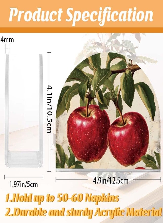 SUPERDANT Retro Apple Napkin Holder for Tables Acrylic Tissue Holder Tissue Dispenser for Kitchen Acrylic Serviette Holders Serviette Dispenser Kitchen Dining Room Farmer Modern Decor - Image 2