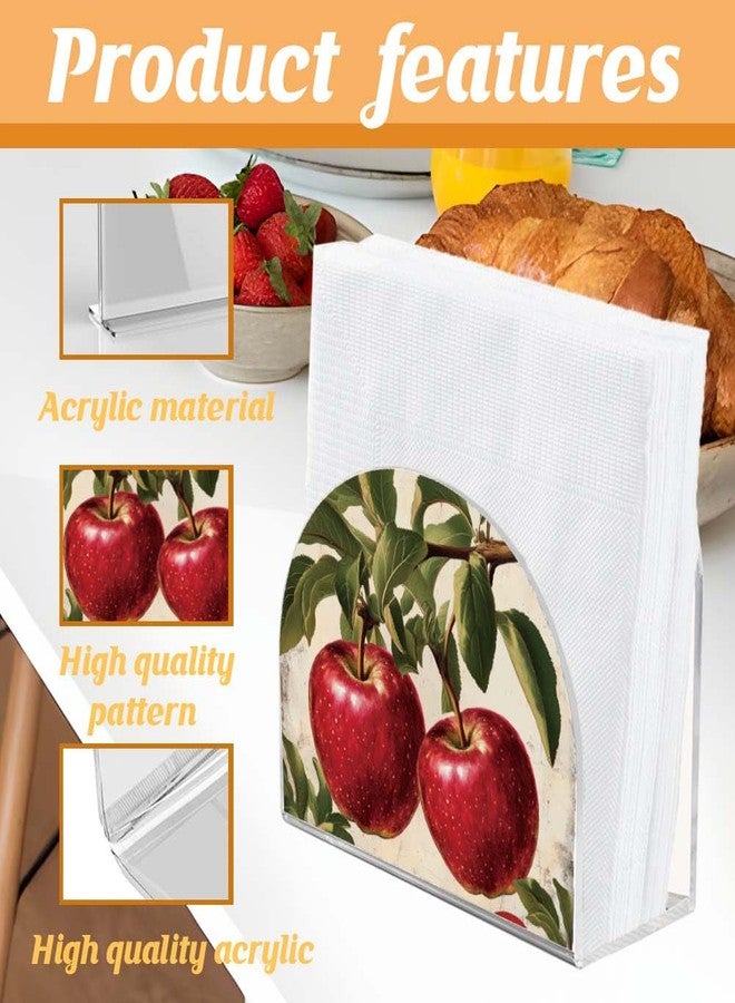SUPERDANT Retro Apple Napkin Holder for Tables Acrylic Tissue Holder Tissue Dispenser for Kitchen Acrylic Serviette Holders Serviette Dispenser Kitchen Dining Room Farmer Modern Decor - Image 4