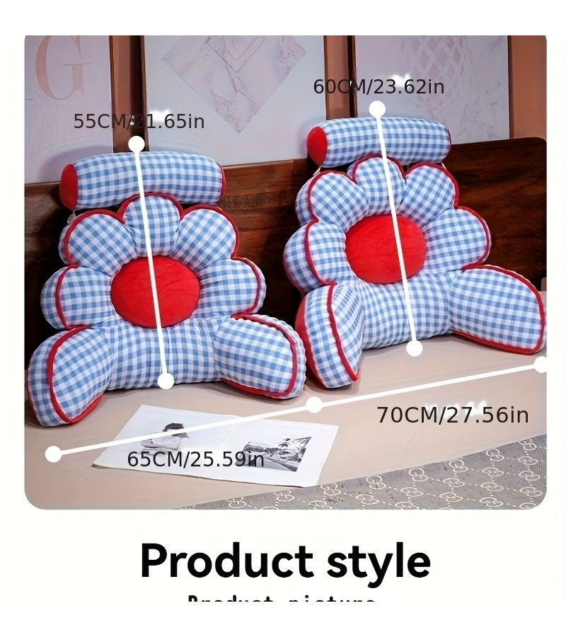 Blue Large Reading Cushion Lumbar Support Pillow for Bed Sofa Office 25 Inch - Image 3