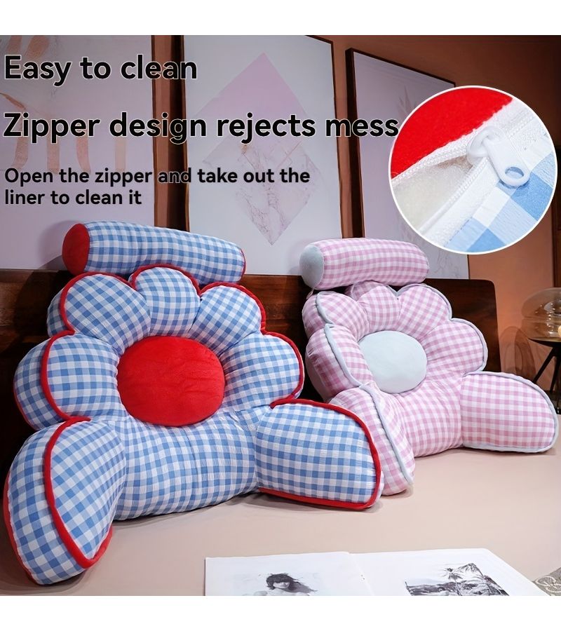 Blue Large Reading Cushion Lumbar Support Pillow for Bed Sofa Office 25 Inch - Image 1