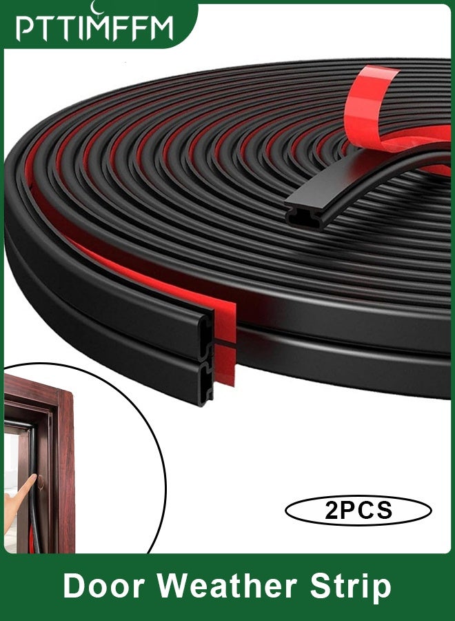 PTTIMFFM 2 Rolls Door Weather Stripping Seal Strip, Self-Adhesive Silicone D-Shape Seal for Doors and Windows (2×3Meters) - Image 1