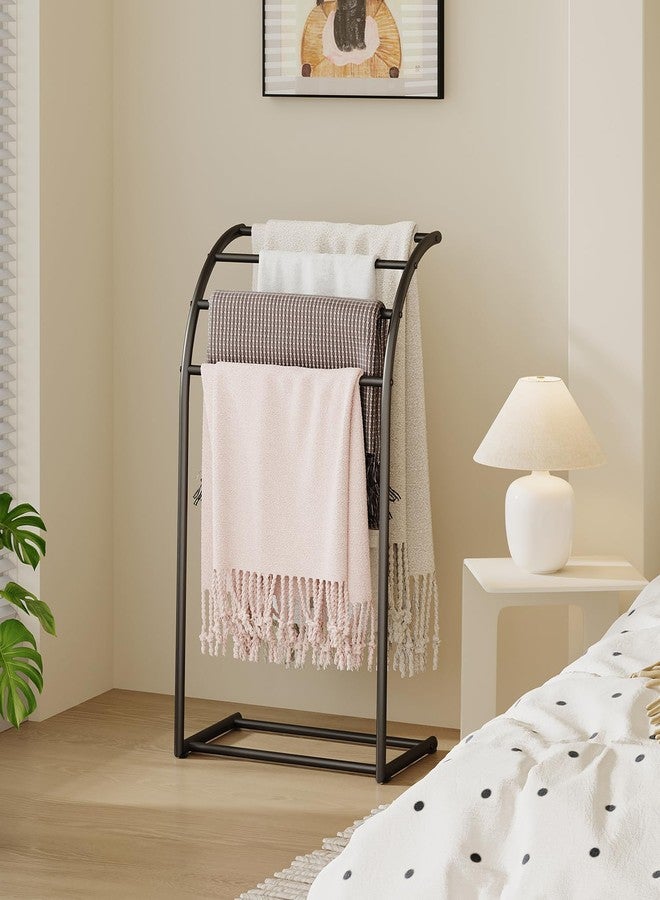 YINMIT رف مناشف قائم بذاته من YINMIT مقاس 40 بوصة، حامل مناشف حمام سباحة خارجي بأربعة أرفف، حامل مناشف أرضي للحمام، رف عرض مناشف معدني أسود - Image 2