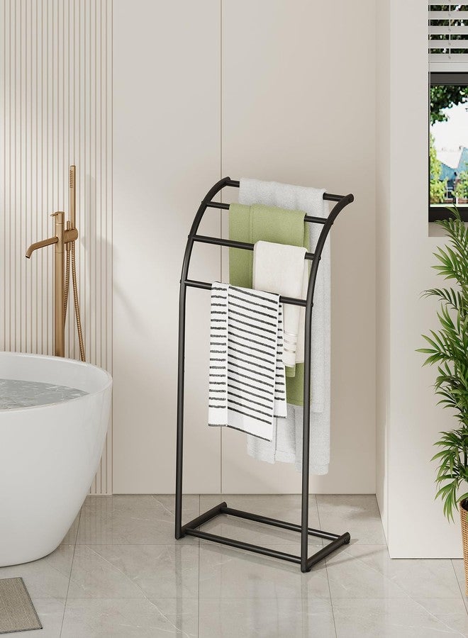 YINMIT رف مناشف قائم بذاته من YINMIT مقاس 40 بوصة، حامل مناشف حمام سباحة خارجي بأربعة أرفف، حامل مناشف أرضي للحمام، رف عرض مناشف معدني أسود - Image 3