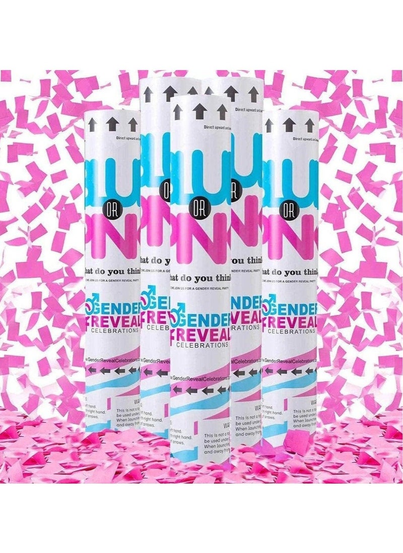 bbet Gender Reveal Confetti Cannon 30 cm Party Poppers For Pregnancy Announcement and Baby Girl Gender Reveal Party Supplies 2 Pack, 30cm -Pink  - Image 5