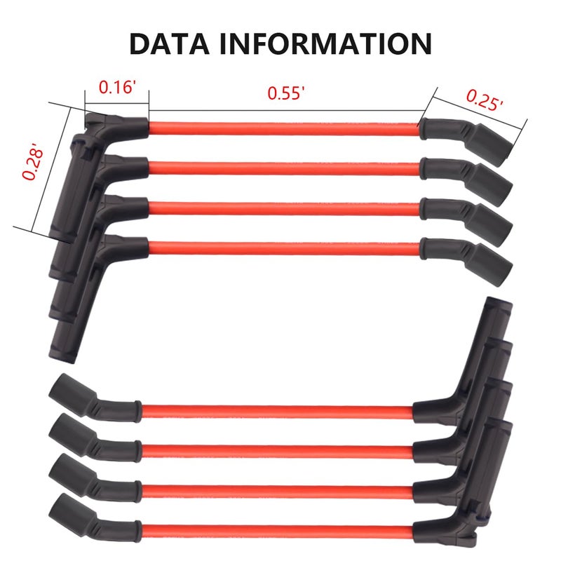MAS Set of 8 Round Ignition Coils Pack UF262 & 748UU 8.5mm Spark Plug Wire Set Compatible with Chevy Hummer H2 Cadillac GMC Yukon Silverado Sierra 1500 4.8L 5.3L 6.0L Replacement for C1512 D585 - Image 5
