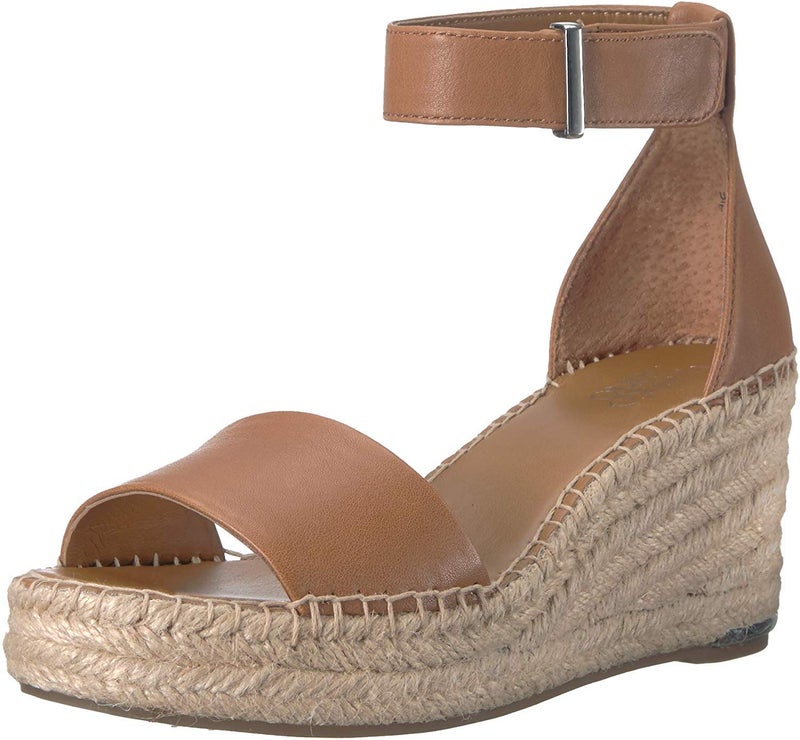 Franco Sarto Womens Clemens Jute Wrapped Espadrille Wedge Sandals Cognac Brown Leather 95M