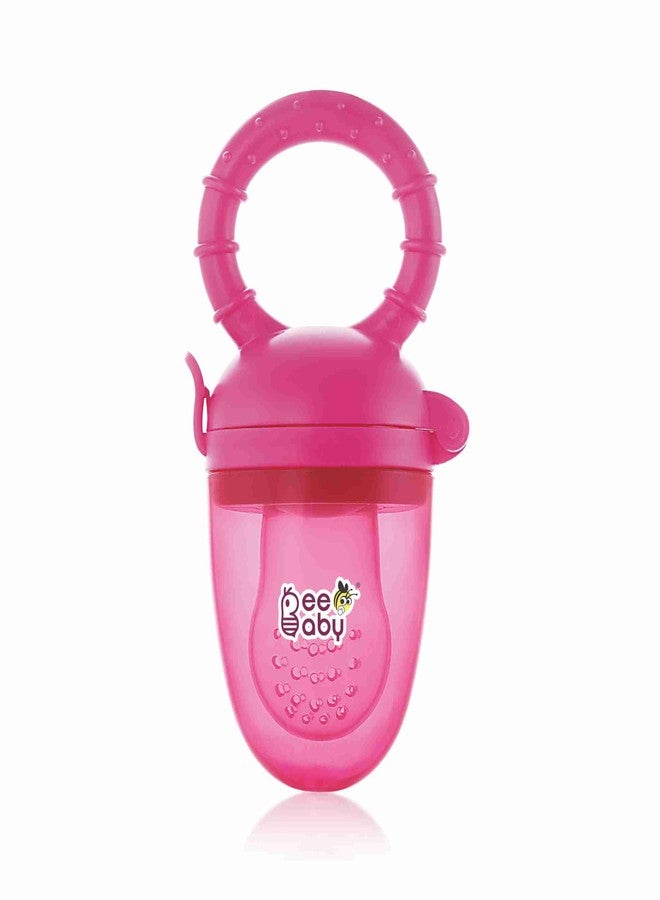 BeeBaby Soft Silicone Nibbler with Extra Mesh for Babies, Baby Fruit & Food Feeder, Anti Choking Fruit Pacifier, Teether for Infant, 100% BPA Free, 3 Months+ (Fruttino - Pink) - Image 1