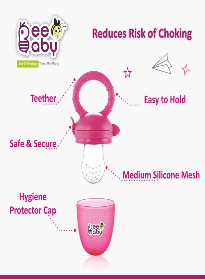 BeeBaby Soft Silicone Nibbler with Extra Mesh for Babies, Baby Fruit & Food Feeder, Anti Choking Fruit Pacifier, Teether for Infant, 100% BPA Free, 3 Months+ (Fruttino - Pink) - Image 3