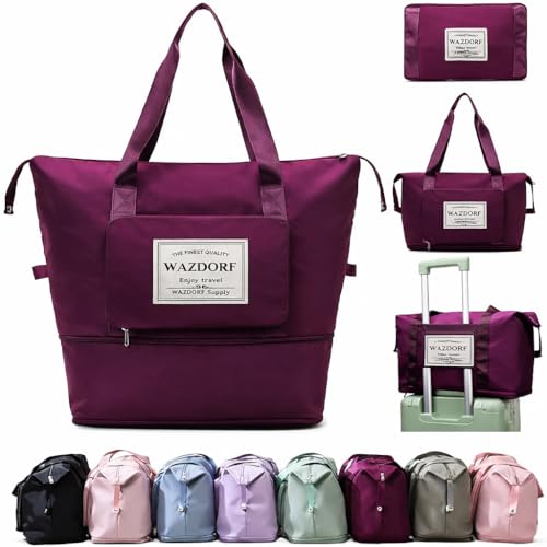 Wazdorf Nylon 41 Liter Expandable Travel Bags for Women, Duffle Bags for Women Luggage, Foldable Vanity Traveling Bag, Waterproof Hand Bag for Ladies Personal Items - Image 1
