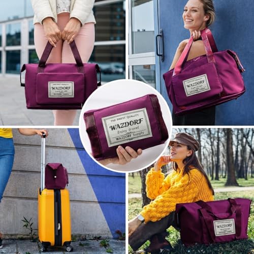 Wazdorf Nylon 41 Liter Expandable Travel Bags for Women, Duffle Bags for Women Luggage, Foldable Vanity Traveling Bag, Waterproof Hand Bag for Ladies Personal Items - Image 5