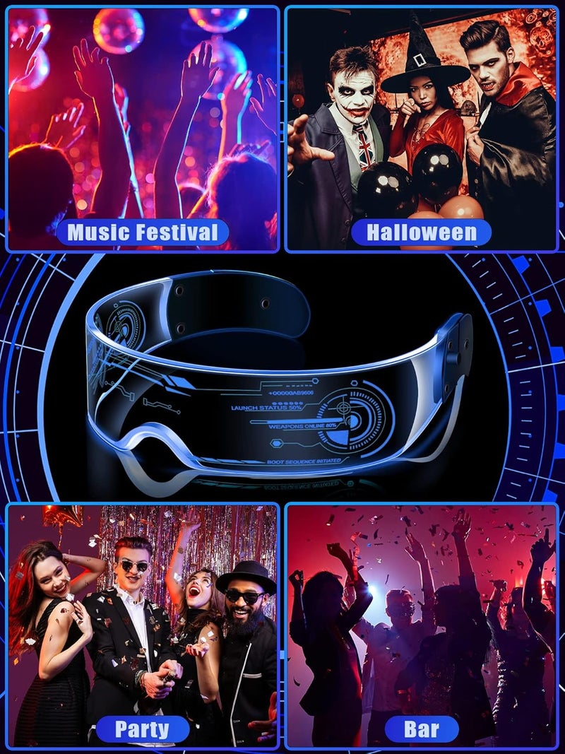 TOODOO 2 Pairs LED Visor Glasses 7 Colors Futuristic Glasses Light up Punk Accessories for Rave Party Costume - Image 5