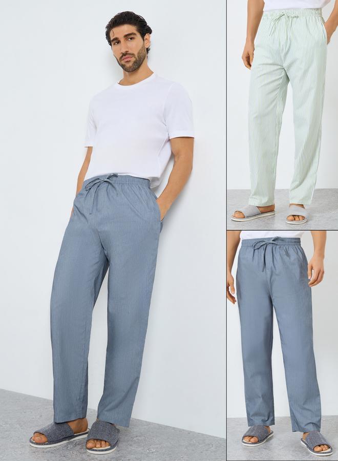 ستايلي مجموعة من 2 بنطال بيجاما قطن بقصة مريحة - Image 1