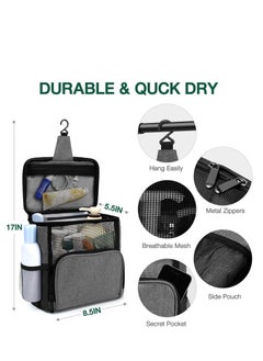 GUDOO Shower Mesh Caddy Bag Portable Shower Caddy for College Dorm Travel Separate Compartment Large Capacity Quick Dry Mesh Base Hanging Toiletry Bath Bag for Student  - Image 4