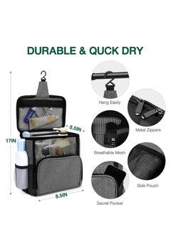 GUDOO Shower Mesh Caddy Bag Portable Shower Caddy for College Dorm Travel Separate Compartment Large Capacity Quick Dry Mesh Base Hanging Toiletry Bath Bag for Student  - Image 5