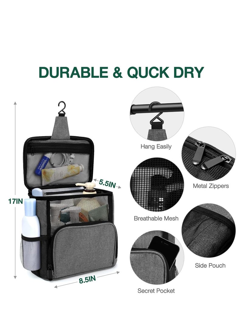 GUDOO Shower Mesh Caddy Bag Portable Shower Caddy for College Dorm Travel Separate Compartment Large Capacity Quick Dry Mesh Base Hanging Toiletry Bath Bag for Student  - Image 5