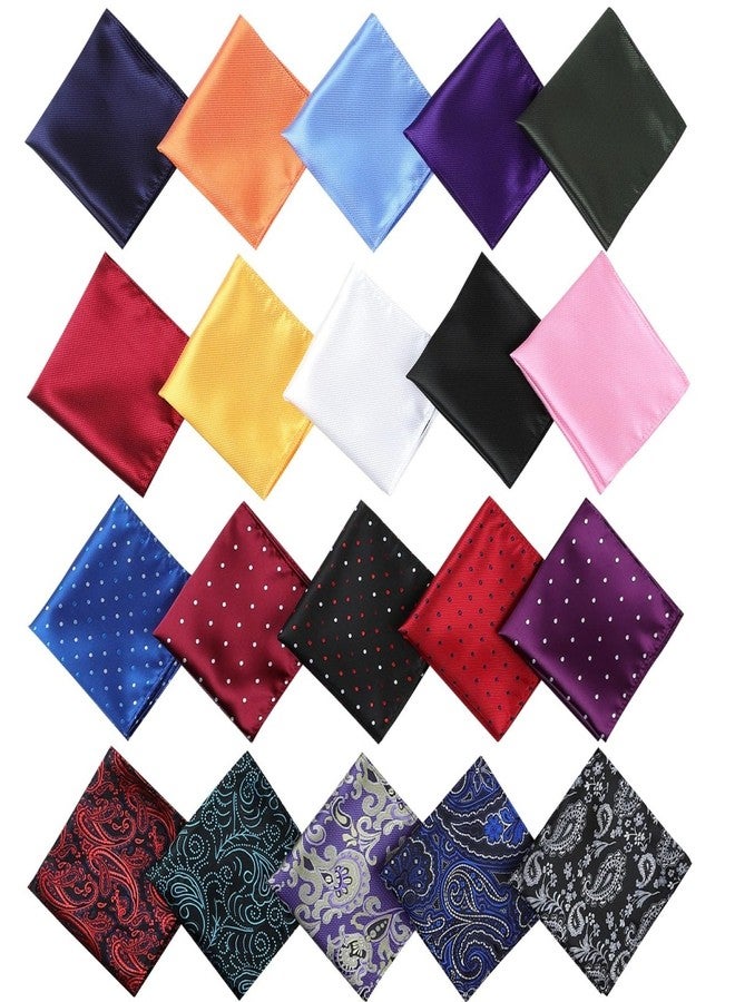 Jeatonge Pocket Squares for Men 20 Pack Mens Pocket Squares handkerchiefs Set Assorted Colors with Box - Image 2