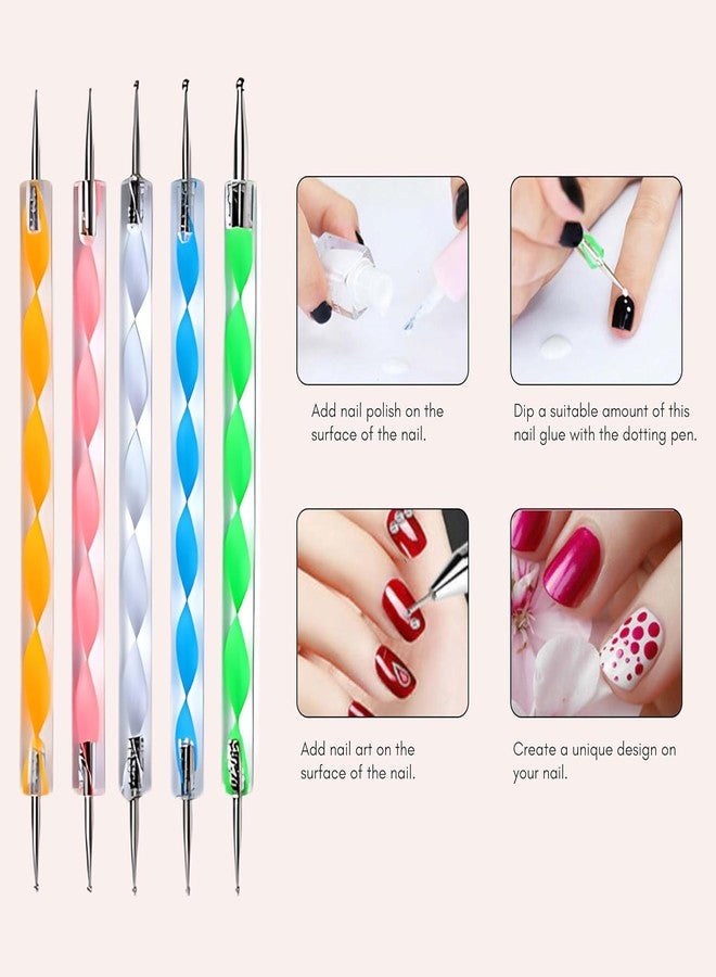 Ruby Face Rubyface 20 pcs Nail Art Brushes, Nail Art Design Painting and Drawing UV Polish Brush Tool Kit, 15 pcs Nail Art Brushes Kit with 5 pcs Nail Dotting Pens, Multicolored - Image 5