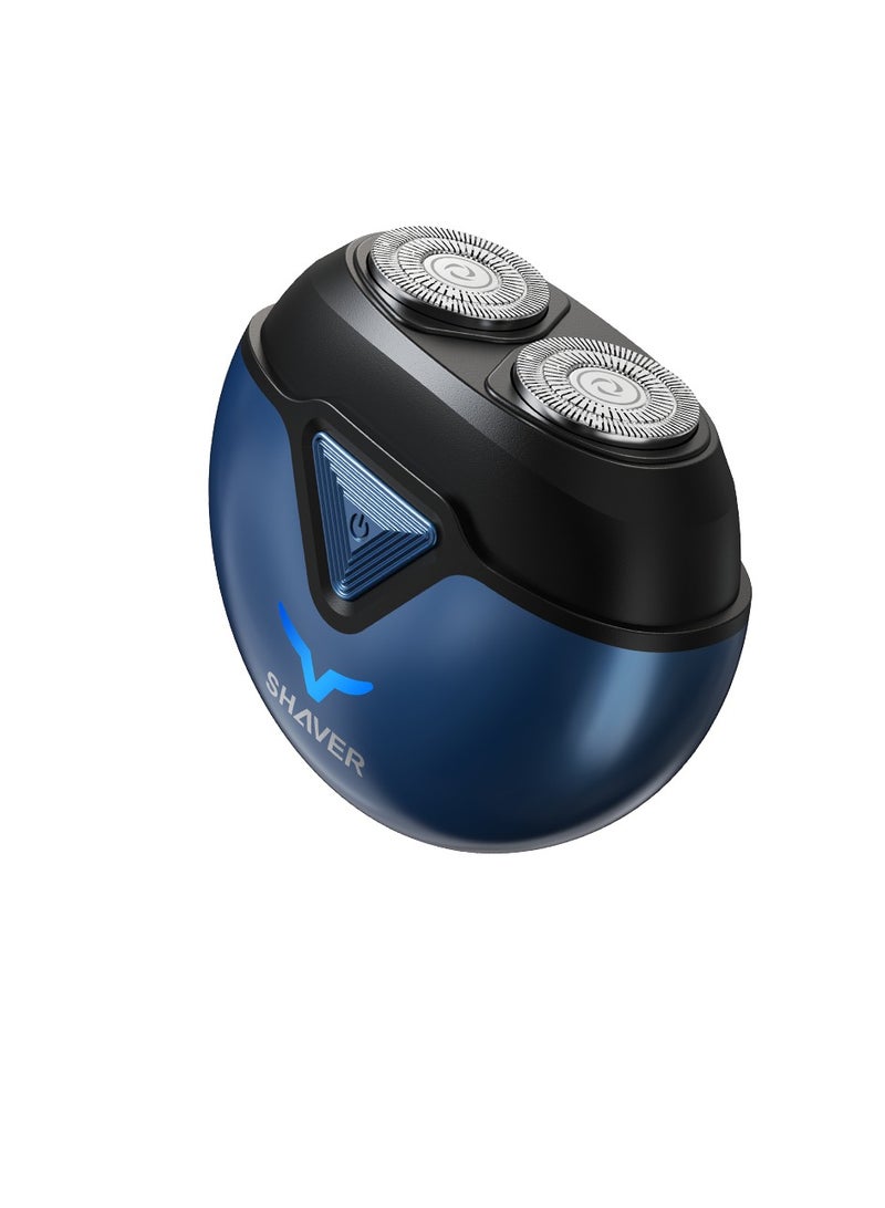 Electric Shaver, Mini Dual-Head Electric Shaver for Men, Portable Pocket Size Rechargeable Waterproof Shaver with Dual Floating Heads, LED Power Display & Magnetic Easy Clean - Perfect for Travel, Car, Home & On-The-Go (T1-Blue) - Image 1