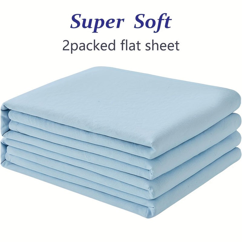 Set Of 2 Queen Size Matcha Brushed Microfiber Flat Sheets Incredibly Soft Shrink Resistant Fade Resistant Machine Washable Wrinkle Free Bedding - Image 2