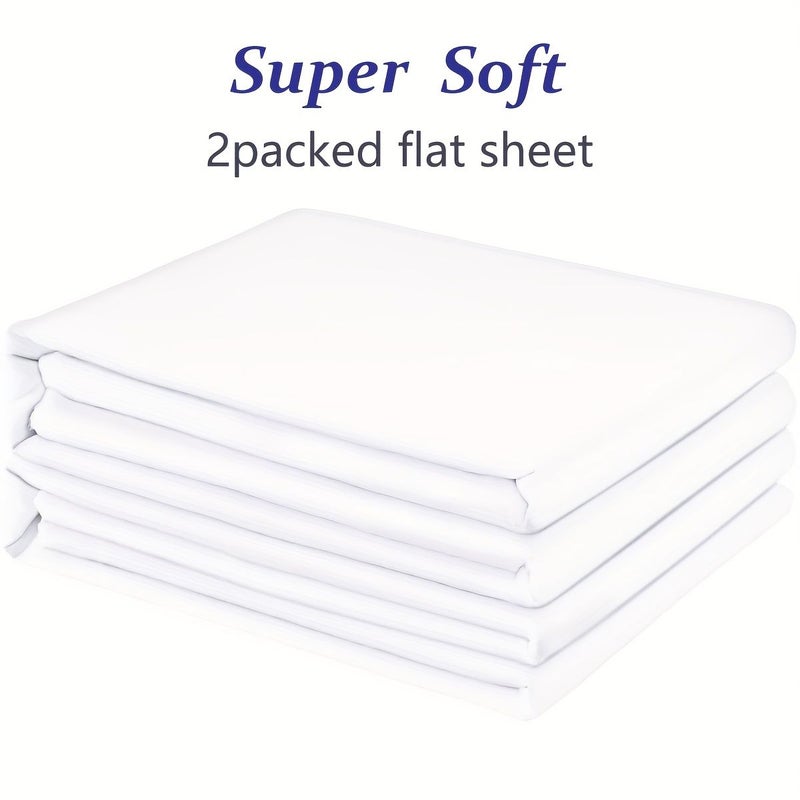 Set Of 2 Queen Size Matcha Brushed Microfiber Flat Sheets Incredibly Soft Shrink Resistant Fade Resistant Machine Washable Wrinkle Free Bedding - Image 4