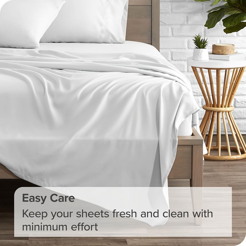 Set Of 2 Queen Size Matcha Brushed Microfiber Flat Sheets Incredibly Soft Shrink Resistant Fade Resistant Machine Washable Wrinkle Free Bedding - Image 3