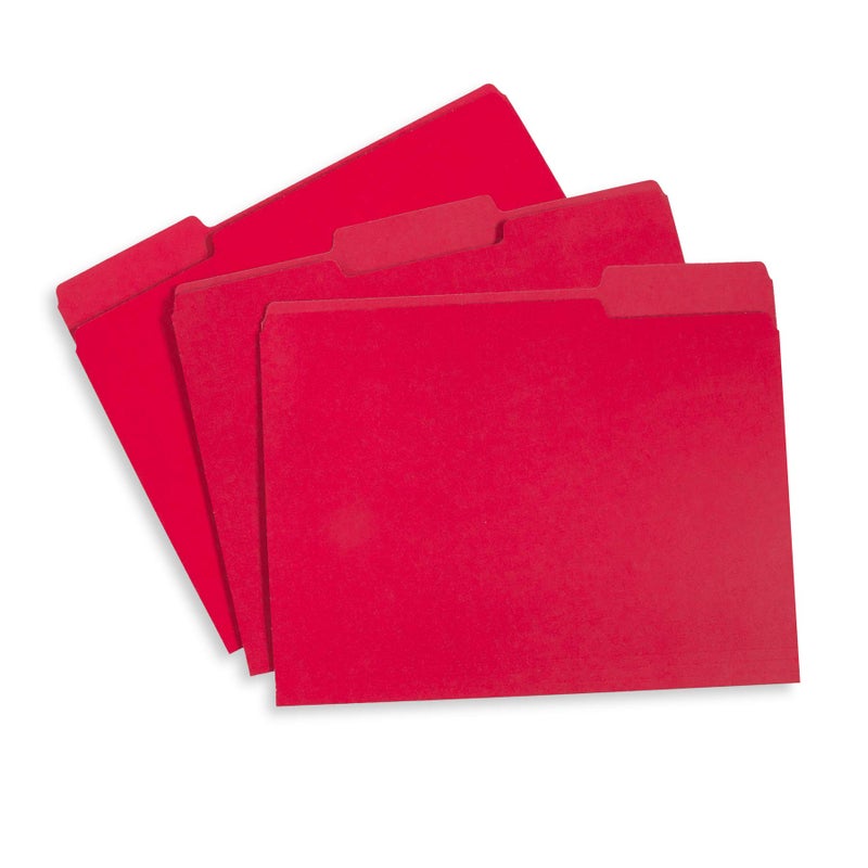 Blue Summit Supplies File Folder, 1/3 Cut Tab, Letter Size, Red, Great for Organizing and Easy File Storage, 100 Per Box - Image 2