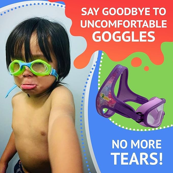 Frogglez Youth Wide View Anti-Fog Crystal Clear Swim Goggle Mask for Kids under 10 (Ages 4-10) Recommended by Parents; Premium Pain-Free Strap, Purple - Image 3