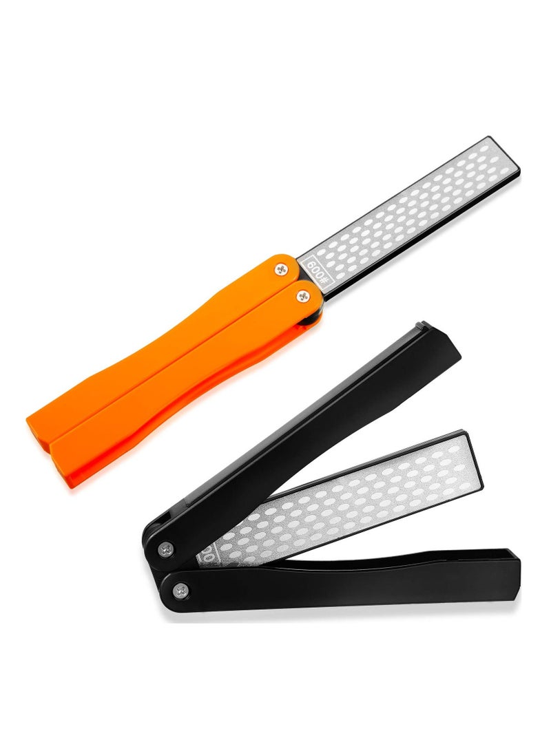 Y&D 2 Pack Garden Tool Sharpener, Folding Pocket Diamond Knife Sharpener 400/600 Grit Double-Sided Scissor, Pruners, Loppers or Blade Sharpening Stone for Camping Kitchen - Image 1