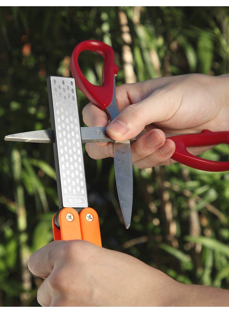 Y&D 2 Pack Garden Tool Sharpener, Folding Pocket Diamond Knife Sharpener 400/600 Grit Double-Sided Scissor, Pruners, Loppers or Blade Sharpening Stone for Camping Kitchen - Image 3