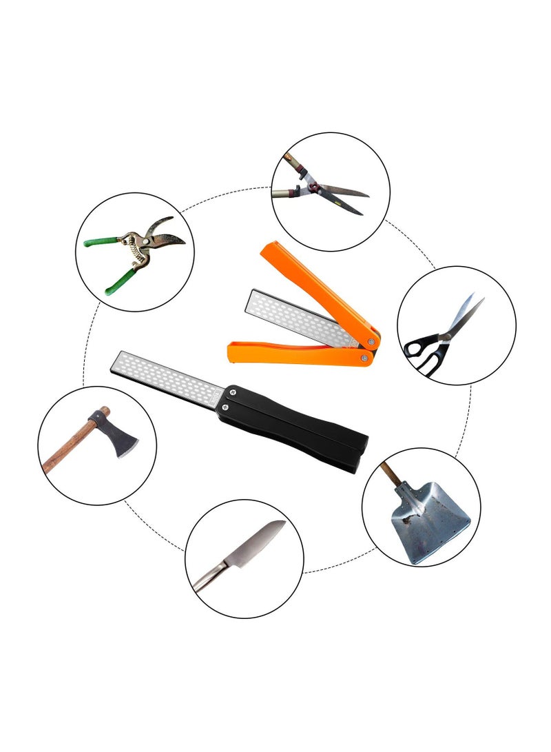 Y&D 2 Pack Garden Tool Sharpener, Folding Pocket Diamond Knife Sharpener 400/600 Grit Double-Sided Scissor, Pruners, Loppers or Blade Sharpening Stone for Camping Kitchen - Image 5