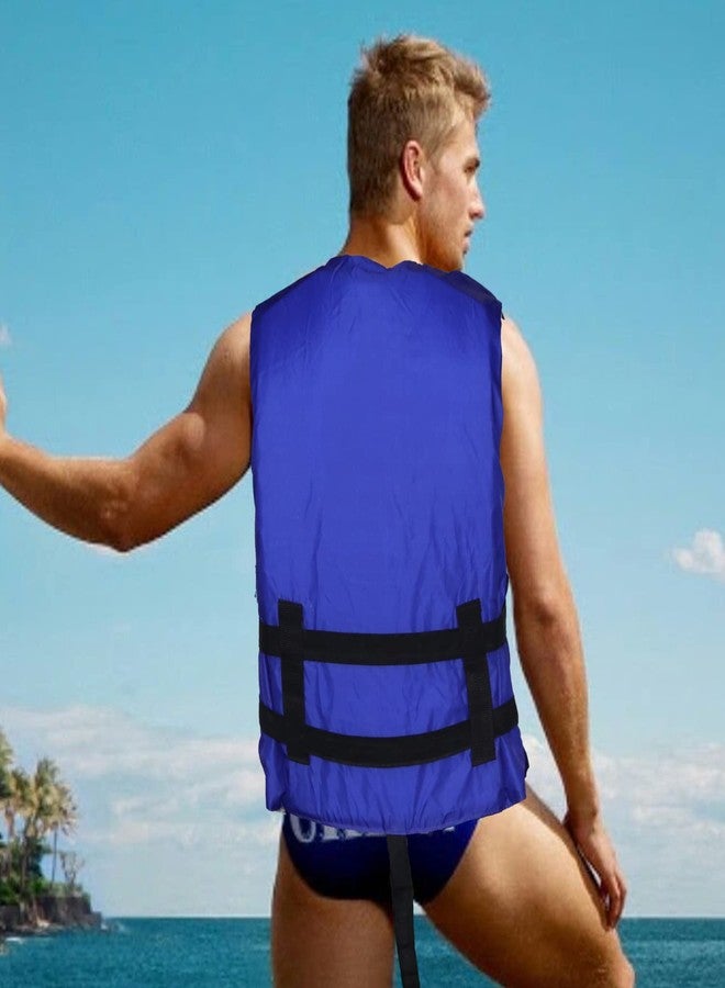 Delavala Life Jacket Life Vests Swimming Vest Adult Life Jacket Buoyancy Aid Universal Swimming Boating Kayaking Life Vest+Whistle (Blue/Orange) (Blue) - Image 4