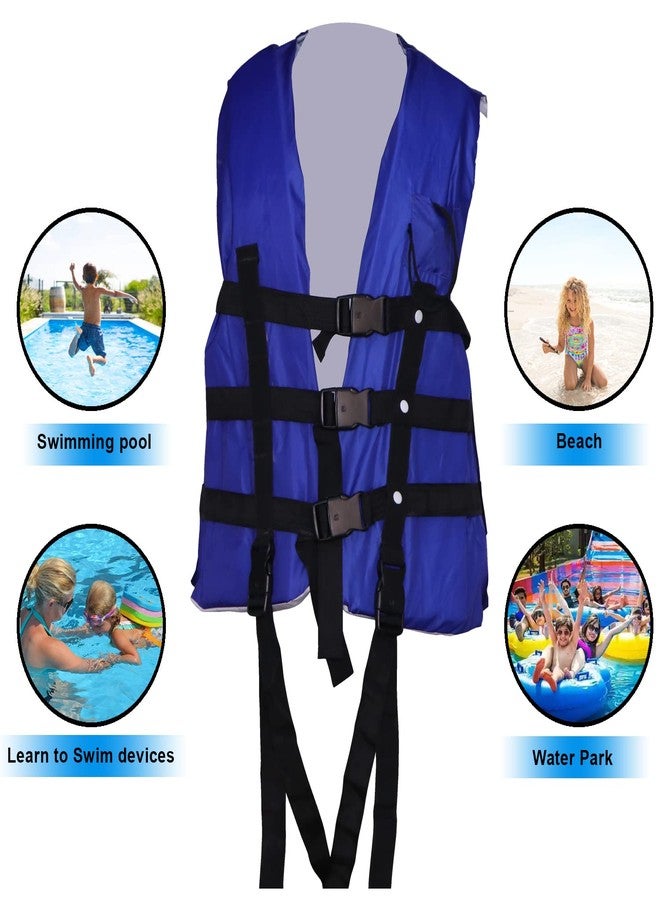 Delavala Life Jacket Life Vests Swimming Vest Adult Life Jacket Buoyancy Aid Universal Swimming Boating Kayaking Life Vest+Whistle (Blue/Orange) (Blue) - Image 3