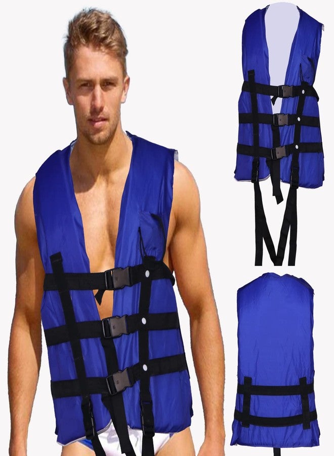 Delavala Life Jacket Life Vests Swimming Vest Adult Life Jacket Buoyancy Aid Universal Swimming Boating Kayaking Life Vest+Whistle (Blue/Orange) (Blue) - Image 1