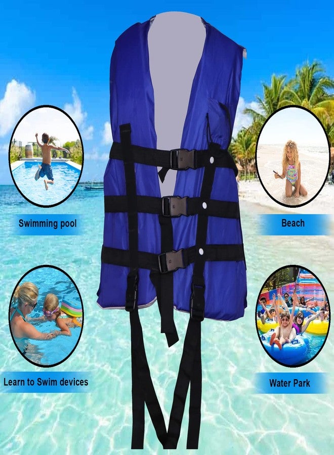 Delavala Life Jacket Life Vests Swimming Vest Adult Life Jacket Buoyancy Aid Universal Swimming Boating Kayaking Life Vest+Whistle (Blue/Orange) (Blue) - Image 2