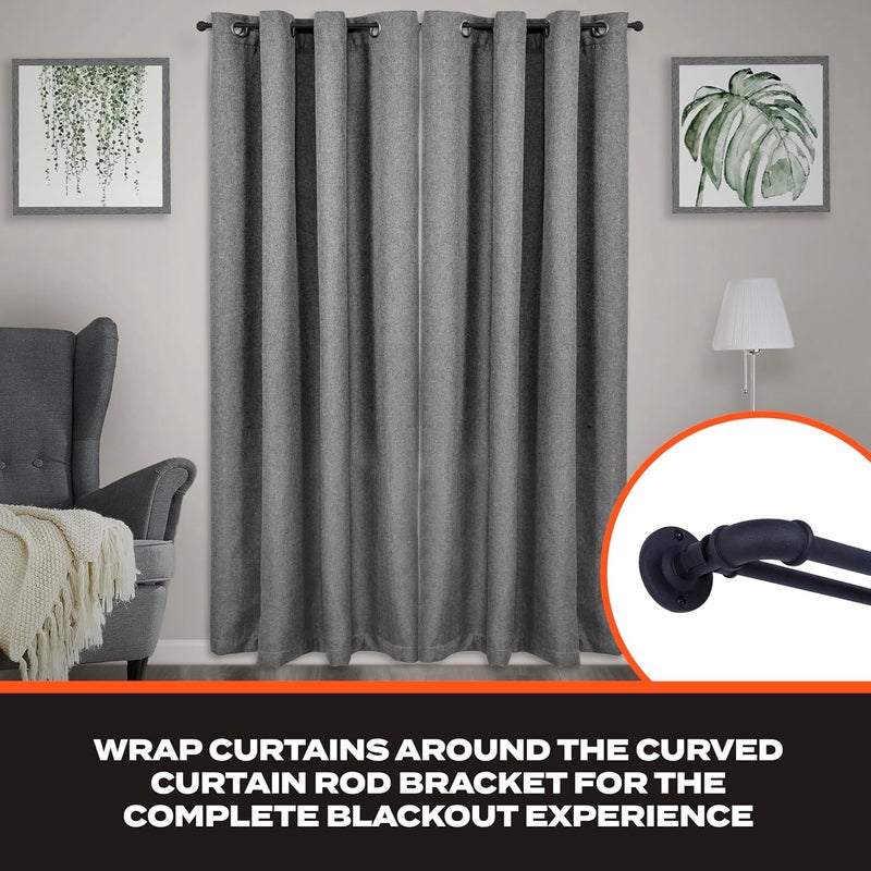 Sun Zero SN47079 Bronn Industrial Pipe Blackout Wrap Around Double Curtain Rod, 36-66" Adjustable Length, Matte Black Finish, 3/4" and 5/8" Diameter Textured Steel Tubes - Image 4