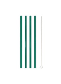 BRIGHTLY LABS Set of 4 Eco-Friendly Reusable Glass Drinking Straws with Cleaning Brush - Sustainable Alternatives for Plastic Straws, Ideal for Daily Use, Travel, and Parties. Enjoy Refreshing Beverages  - Image 1
