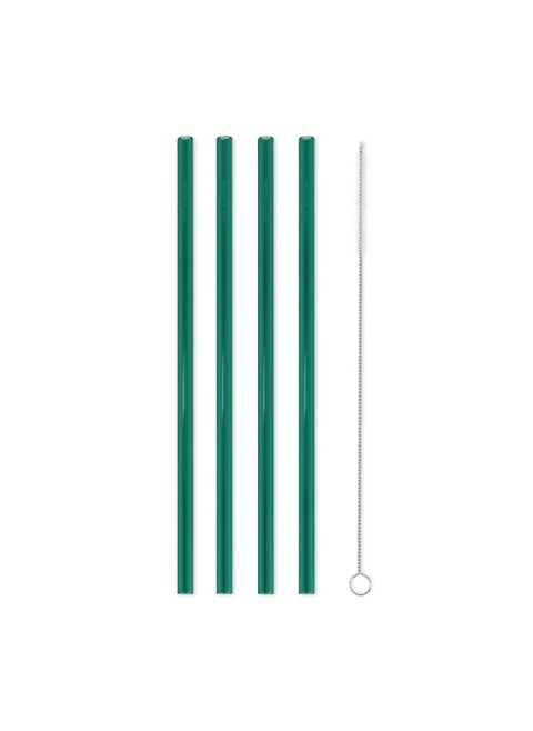Set of 4 Eco-Friendly Reusable Glass Drinking Straws with Cleaning Brush - Sustainable Alternatives for Plastic Straws, Ideal for Daily Use, Travel, and Parties. Enjoy Refreshing Beverages
