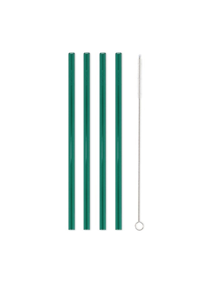 BRIGHTLY LABS - Set of 4 Eco-Friendly Reusable Glass Drinking Straws with Cleaning Brush - Sustainable Alternatives for Plastic Straws, Ideal for Daily Use, Travel, and Parties. Enjoy Refreshing Beverages - Image 1