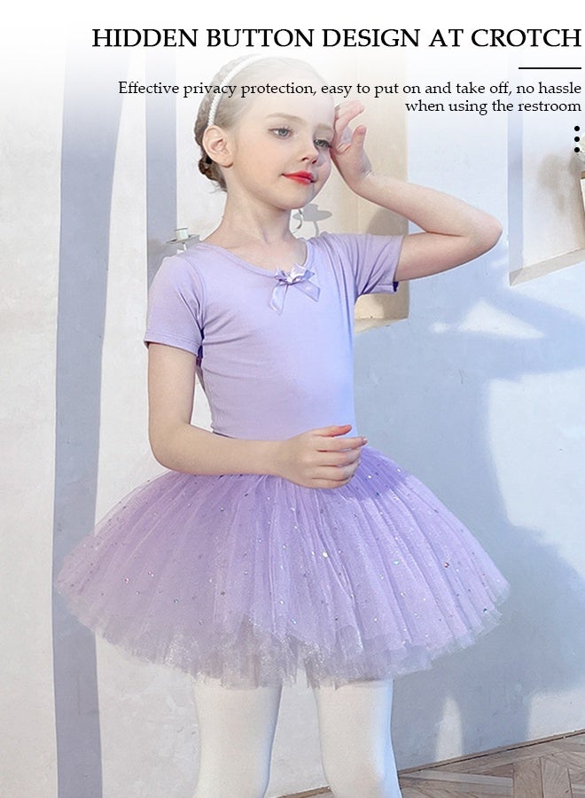 DUNISO Girls Ballet Dress Long Sleeve Dance Leotard with Skirt,Dance Dress with Lace Hemline, Gymnastic Ballerina Ballet Outfit Dress, Mini Skirt Princess Dresses Dance Wear Clothes for Little Girl - Image 3