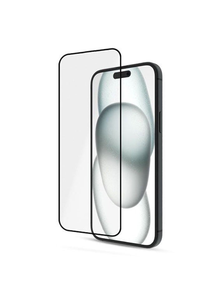 موكوم حامي شاشة عالي الجودة من الزجاج المقوى لأيفون 15 برو - أسود/شفاف