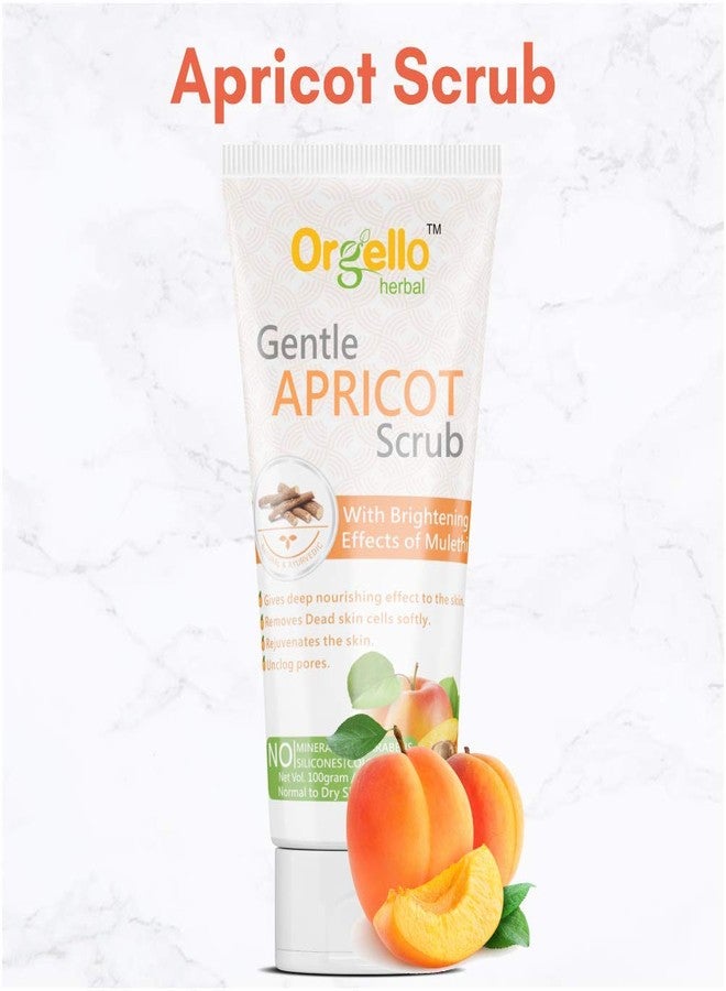 Orgello Herbal Exfoliating Whitening Apricot Face Scrub (2 X 100 g) for Normal Oily Dry skin - Enriched With Liquorice Turmeric Neem Oil SLS & Parabens Free - Image 2